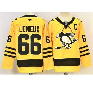 Adult Mens Mario Lemieux Gold Stitched Jersey